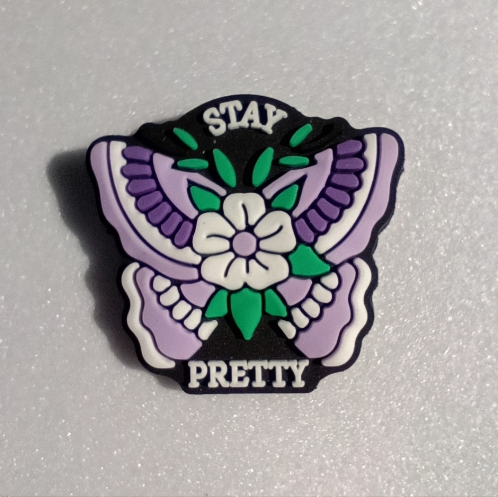 5/$5 Stay Pretty Flower Butterfly Jibbitz Croc Charm
